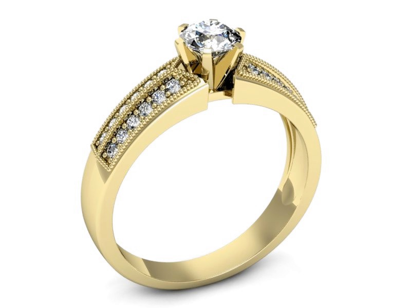 Złoty pierścionek z brylantami żółte złoto - 1180z — zdjęcie 3