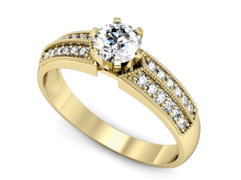 Złoty pierścionek z brylantami żółte złoto - 1180z