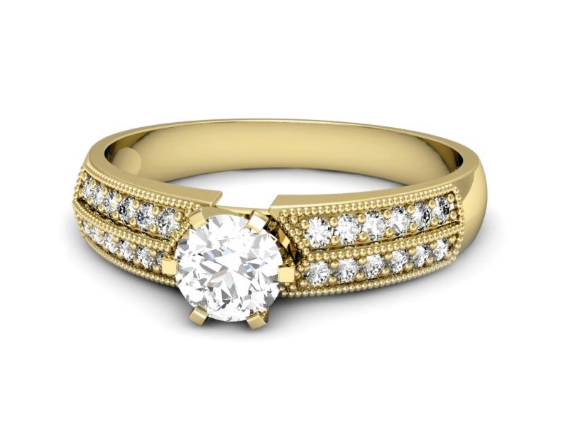 Złoty pierścionek z brylantami żółte złoto - 1180z — zdjęcie 2