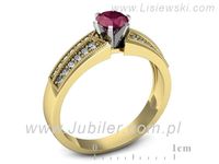 Pierścionek z rubinem i diamentami w żółtym i białym złocie - 1180zbr- 3