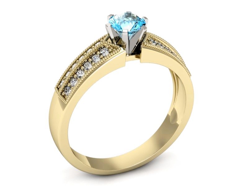 Złoty pierścionek z topazem i brylantami - 1180zbtp — zdjęcie 3
