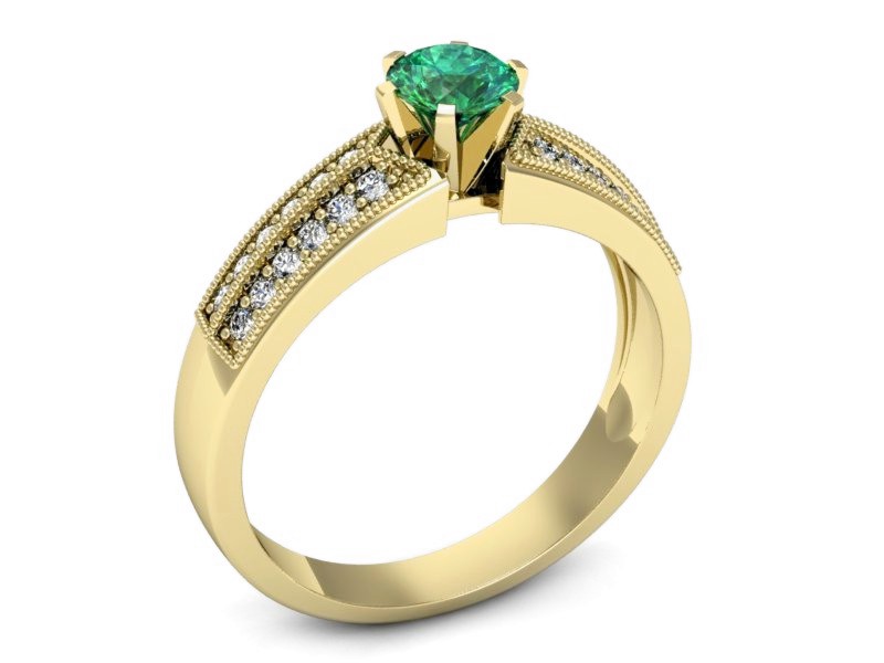 Złoty pierścionek ze szmaragdem i brylantami - 1180zsm — zdjęcie 3
