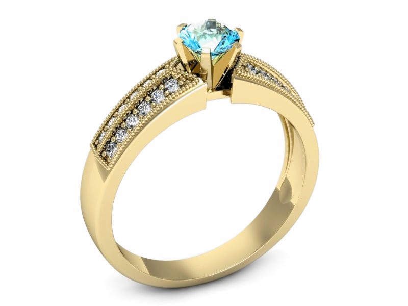 Złoty pierścionek z topazem i brylantami - 1180ztp — zdjęcie 3