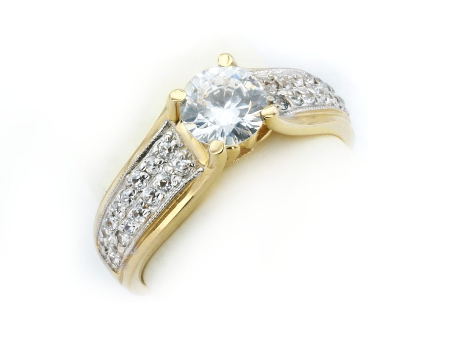 Złoty pierścionek z brylantami - 1181br_SI1_H — zdjęcie 3