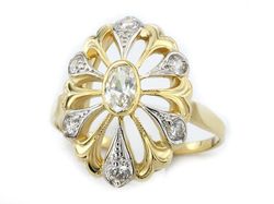Złoty pierścionek z diamentem owalnym - 1185br_SI_H