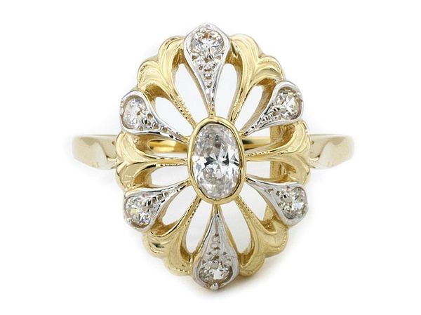 Złoty pierścionek z diamentem owalnym - 1185br_SI_H