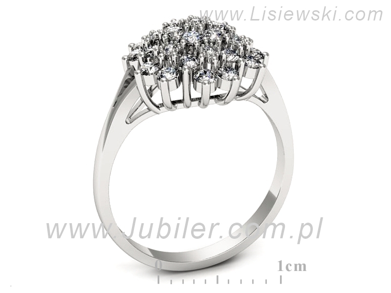 Złoty pierścionek z brylantami białe złoto - 1191b — zdjęcie 3