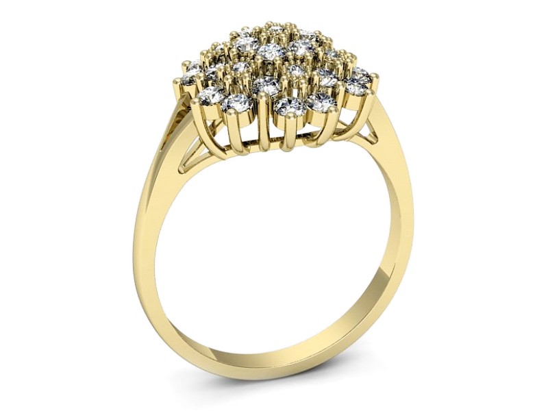 Złoty pierścionek z brylantami żółte złoto - 1191z — zdjęcie 3