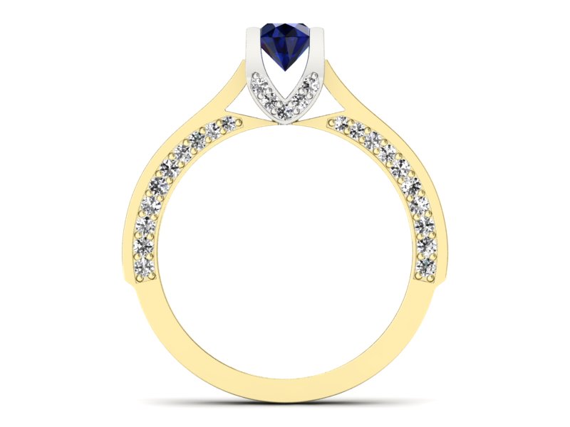 Złoty Pierścionek z szafirem i brylantami - 1193skW_pro — zdjęcie 2