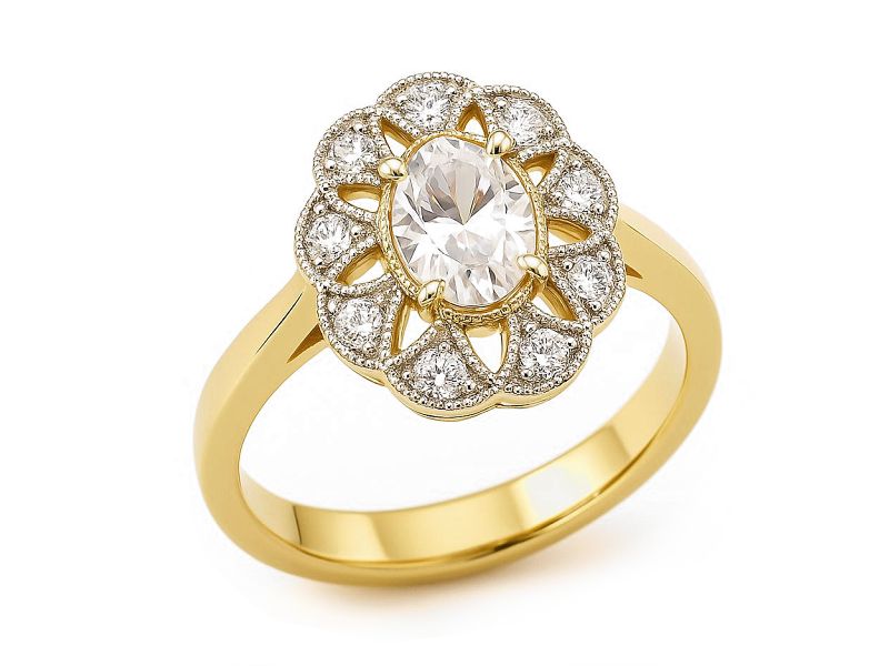 Złoty pierścionek z cyrkoniami żółte złoto - 1195