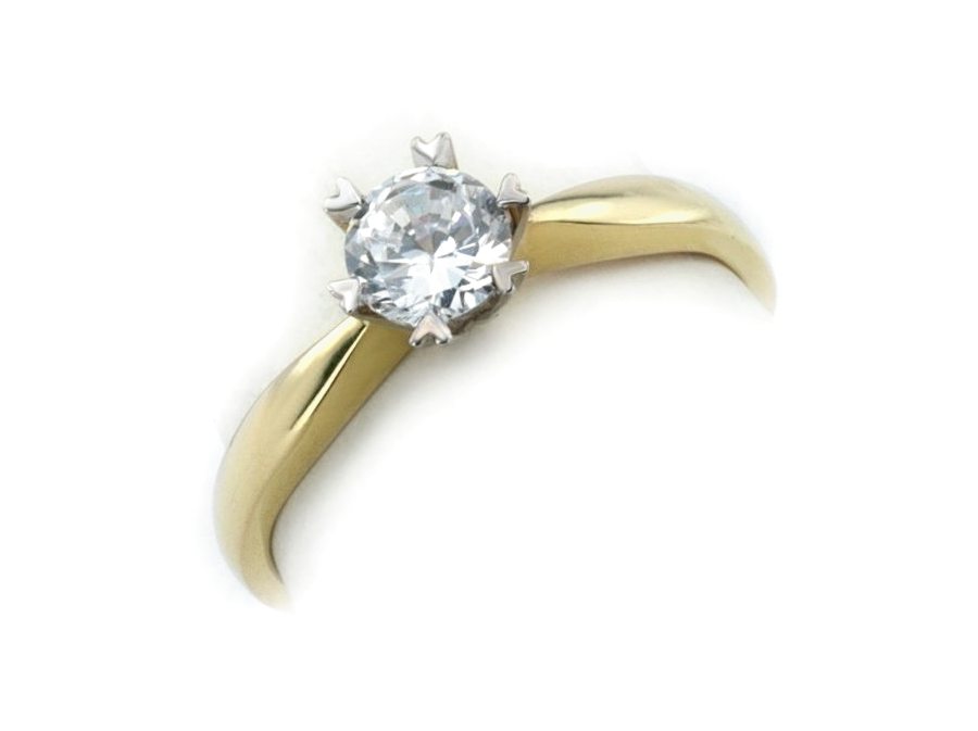 Pierścionek białe żółte złoto z brylantem - 1197br_VS_G — zdjęcie 3