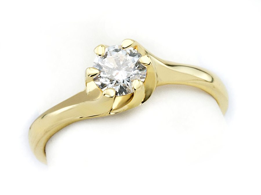 Złoty pierścionek z brylantem - 1214br_P_I — zdjęcie 3