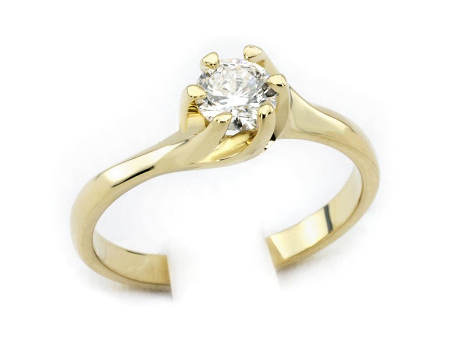 Złoty pierścionek z brylantem - 1214br_VS_G_750