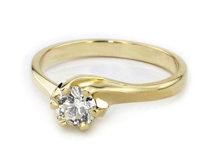 Złoty pierścionek z brylantem żółte złoto - 1214br_VS_H — zdjęcie 2