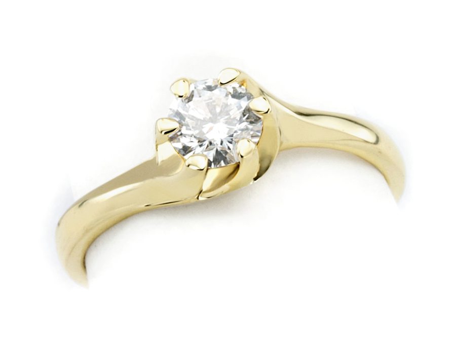 Złoty pierścionek z brylantem żółte złoto - 1214br_VS_H — zdjęcie 3