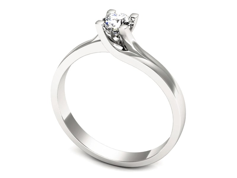 Złoty pierścionek z brylantem białe złoto - 1215b — zdjęcie 3