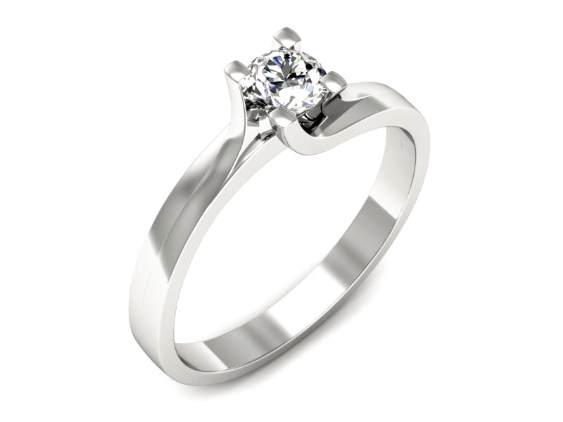 Złoty pierścionek z brylantem białe złoto - 1215b