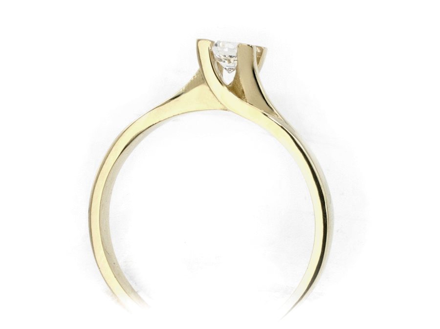 Złoty pierścionek z brylantem żółte złoto - 1215br_SI_H — zdjęcie 2