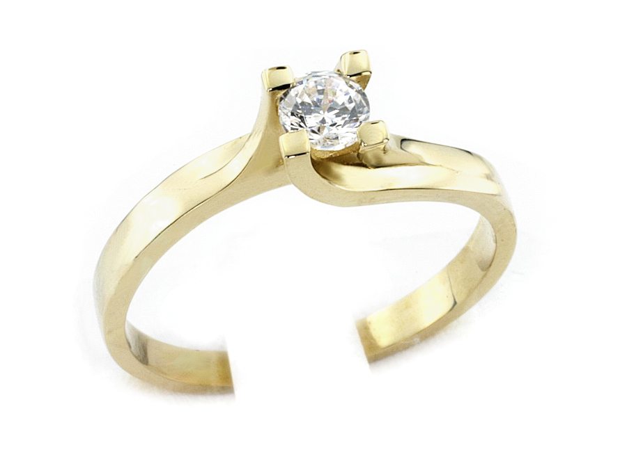 Złoty pierścionek z brylantem żółte złoto - 1215br_VS_H