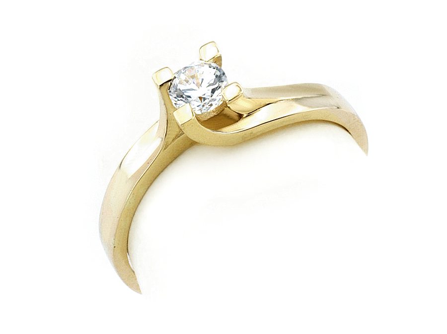 Złoty pierścionek z brylantem żółte złoto - 1215br_VS_H — zdjęcie 3