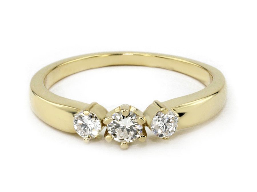 Złoty pierścionek z brylantami żółte złoto - 1217br_P_I — zdjęcie 2