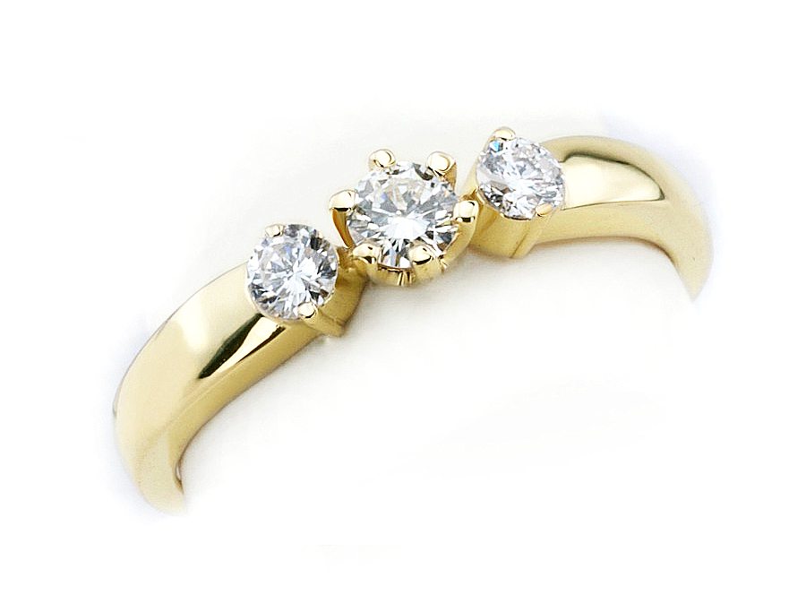 Złoty pierścionek z brylantami żółte złoto - 1217br_P_I — zdjęcie 3