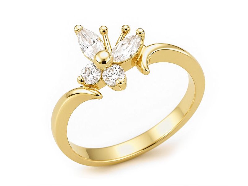 Złoty pierścionek z cyrkoniami żółte złoto - 1221