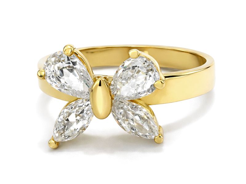 Złoty pierścionek z cyrkoniami żółte złoto - 1227 — zdjęcie 2