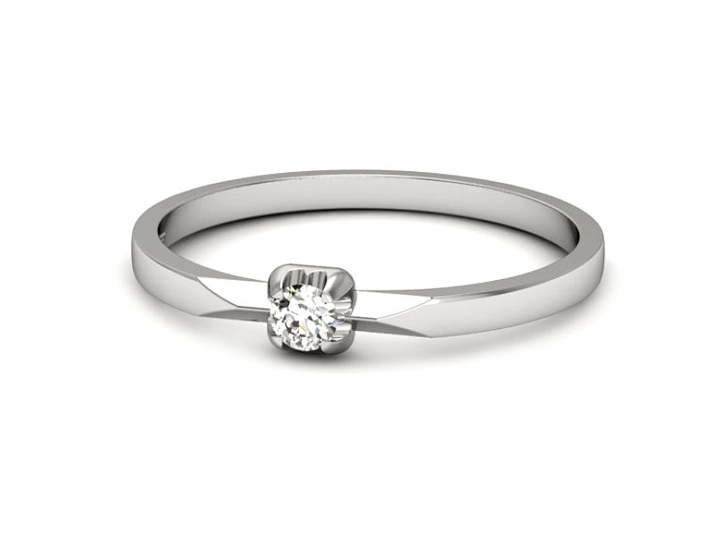 Pierścionek zaręczynowy z diamentem białe złoto - 1235b — zdjęcie 2