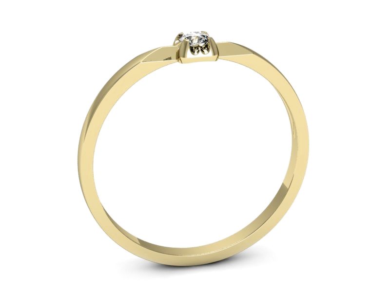 Złoty pierścionek z brylantem żółte złoto - 1235z — zdjęcie 3