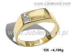 Złoty Pierścionek z cyrkoniami żółte złoto proba 585 - 125