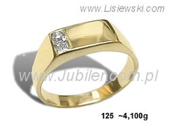 Złoty Pierścionek z cyrkoniami żółte złoto proba 585 - 125 - 1