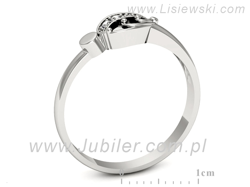 Złoty pierścionek z brylantami białe złoto - 1259b — zdjęcie 3