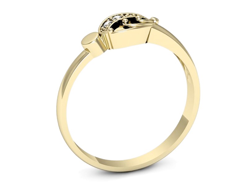 Złoty pierścionek z brylantami żółte złoto - 1259z — zdjęcie 3