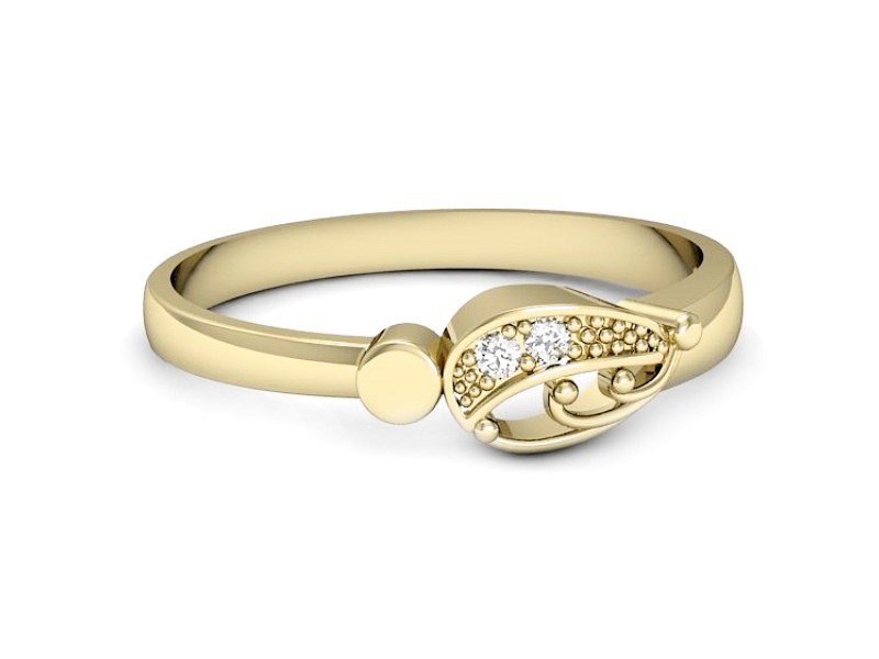 Złoty pierścionek z brylantami żółte złoto - 1259z — zdjęcie 2