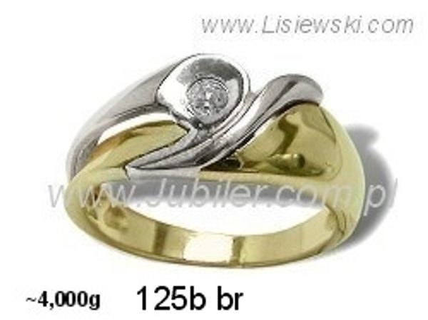 Pierścionek z diamentem żółte i białe złoto proba 585 - 125bbr_P1_H
