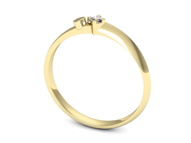 Złoty pierścionek z brylantem żółte złoto - 1260z — zdjęcie 3