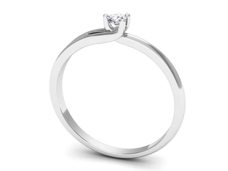 Złoty pierścionek z brylantem białe złoto - 1261bP — zdjęcie 3