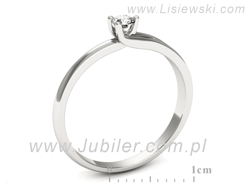 Złoty pierścionek z brylantem białe złoto - 1263bP — zdjęcie 3