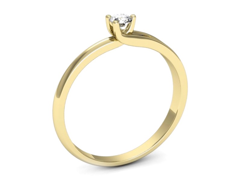 Złoty pierścionek z brylantem żółte złoto - 1263z — zdjęcie 3