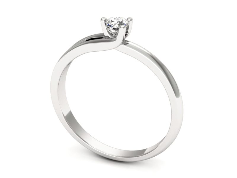 Złoty pierścionek z brylantem białe złoto - 1264b — zdjęcie 3