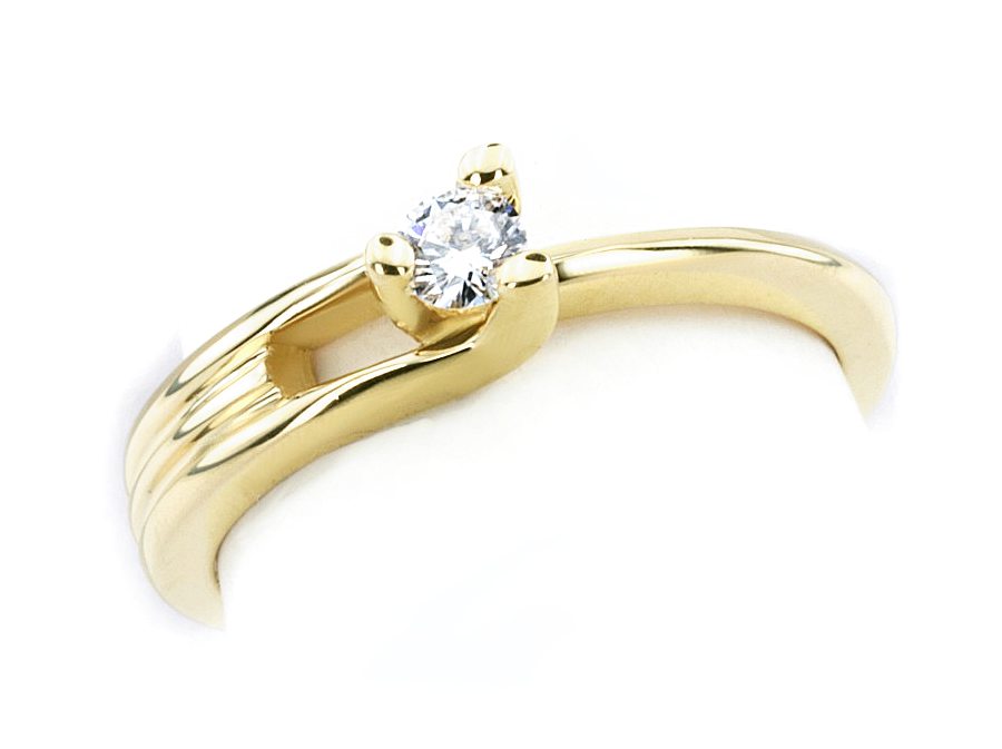 Złoty pierścionek z brylantem żółte złoto - 1265br_SI_H — zdjęcie 3