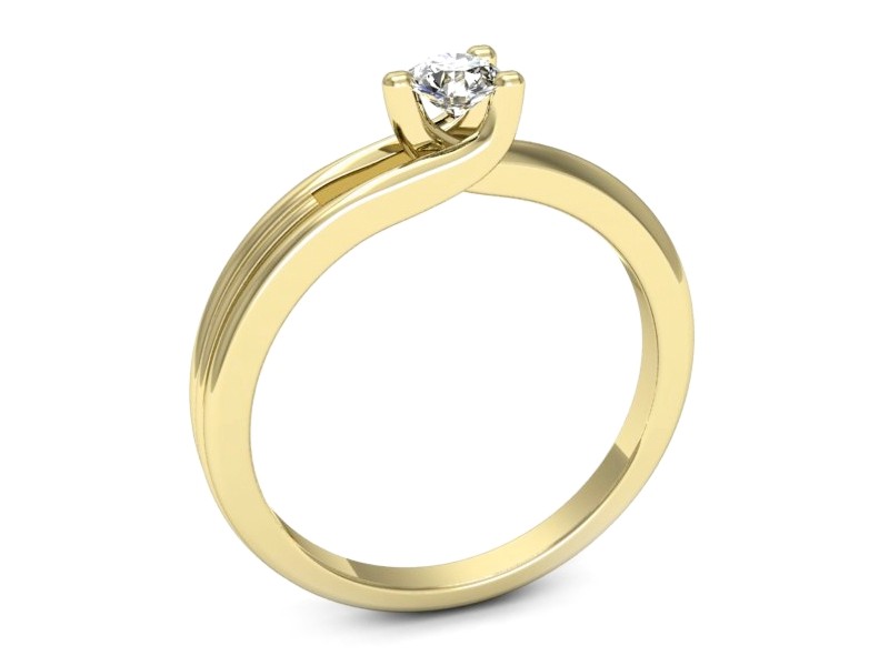 Złoty pierścionek z brylantem żółte złoto - 1265zV — zdjęcie 3