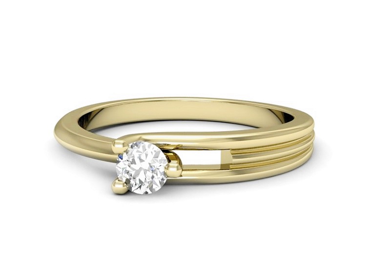 Złoty pierścionek z brylantem żółte złoto - 1265zV — zdjęcie 2