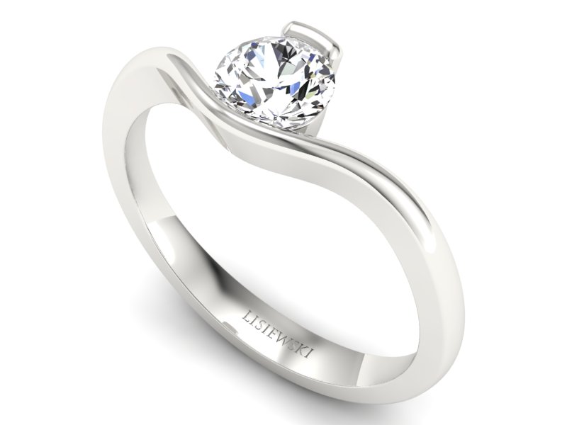 Pierścionek z platyny z brylantem - 1277pt — zdjęcie 3