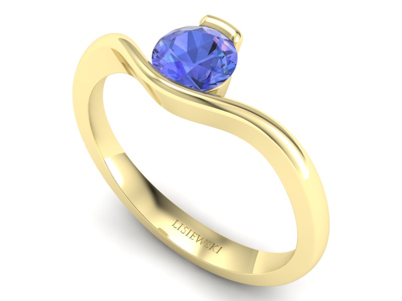 Złoty pierścionek z tanzanitem - 1277zt — zdjęcie 3