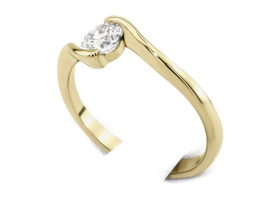 Złoty pierścionek z brylantem - 1279br_SI_H — zdjęcie 2