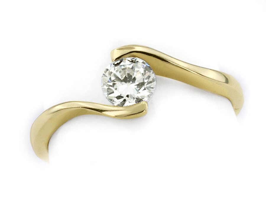 Złoty pierścionek z brylantem - 1279br_SI_H — zdjęcie 3