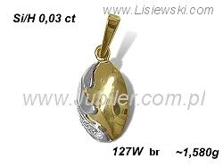 Wisiorek z brylantem z żółtego i białego złota próba 585 - 127w_br - 1