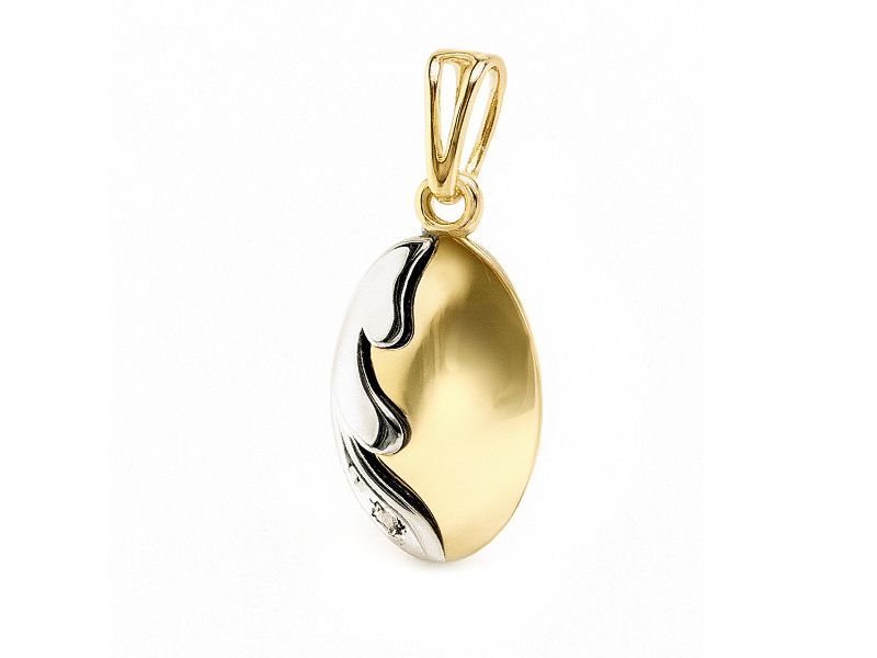 Wisiorek z brylantem z żółtego i białego złota - 127w_br